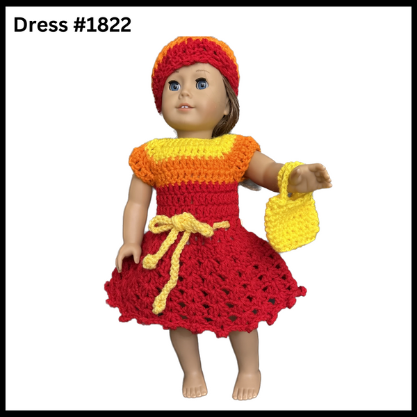 18 Inch Crocheted Doll Dress Set #1822