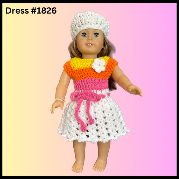 18 Inch Crocheted Doll Dress Set #1826