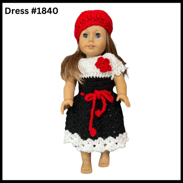 18 Inch Crocheted Doll Dress Set #1840