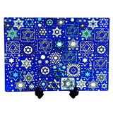 Glass Cutting Board - Tossed Stars (Navy)