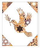 Dove of Peace - Jewish Art Download (Tossed Stars - Beige)