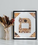 Final Mem - Hebrew Letter Download (Tossed Stars - Beige)