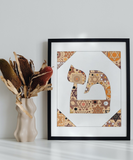 Tet - Hebrew Letter Download (Tossed Stars - Beige)