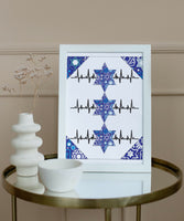 Heartbeats - Jewish Art Download (Tossed Stars - Navy)