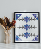 Heartbeats - Jewish Art Download (Tossed Stars - Navy)