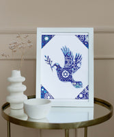 Dove of Peace - Jewish Art Download (Tossed Stars - Navy)