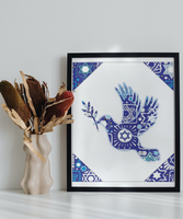 Dove of Peace - Jewish Art Download (Tossed Stars - Navy)