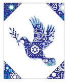 Dove of Peace - Jewish Art Download (Tossed Stars - Navy)