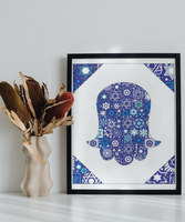 Hamsa - Jewish Art Download (Tossed Stars - Navy)