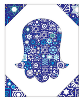 Hamsa - Jewish Art Download (Tossed Stars - Navy)