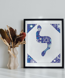 Lamed - Hebrew Letter Download (Tossed Stars - Navy)