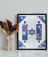 Torah Scroll - Jewish Art Download (Tossed Stars - Navy)