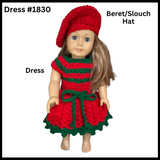 18 Inch Crocheted Doll Dress Set #1830