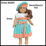 18 Inch Crocheted Doll Dress Set #1834