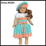 18 Inch Crocheted Doll Dress Set #1834