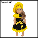 18 Inch Crocheted Doll Dress Set #1842