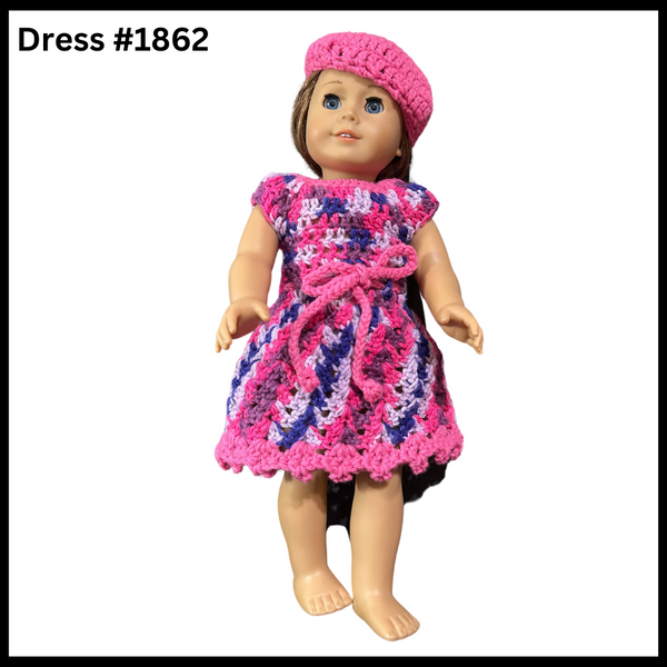 18 Inch Crocheted Doll Dress Set #1862