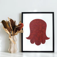 Jewish Die Cut Fusible Applique - Burgundy Crackle Hamsa
