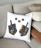 Dreidels & Stars - Jewish Fused Appliques (Hebrew Letters on Black)
