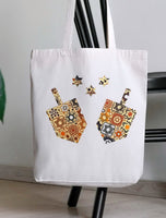 Dreidels & Stars - Jewish Fused Appliques (Beige)