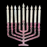 Jewish Fused Applique - Burgundy Silver Menorah w/ Silver Candles  #3