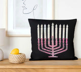 Jewish Fused Applique - Burgundy Silver Menorah w/ Silver Candles  #3