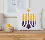 Jewish Fused Applique - Mulberry Menorah w/ Gold Candles  #7
