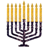 Jewish Fused Applique - Mulberry Menorah w/ Gold Candles  #7