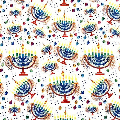 Quilted Ribbon Menorah Stars Fabric