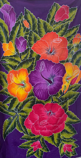 Bali Batik Panel/Sarong - Large Hibiscus - 74"W x 40"L