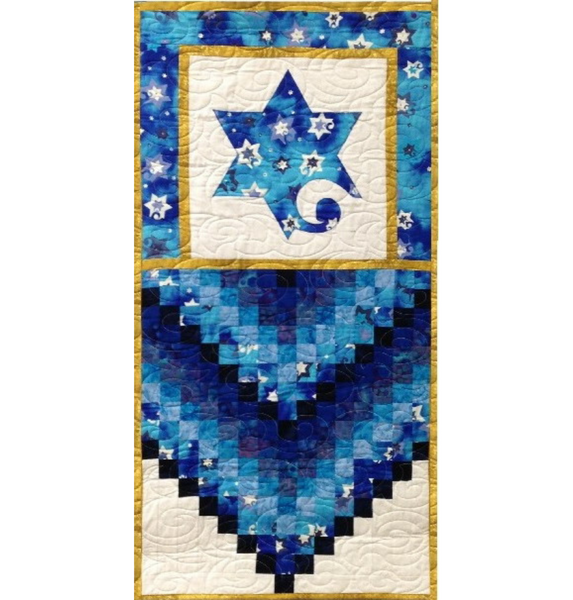 Quilted Jubilant Star Bargello Wall Hanging (Blue)