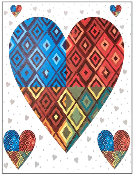 Valentine's Day Greeting Card - Diamond Heart Quilt
