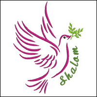 Dove Of Peace With English Shalom Machine Embroidery