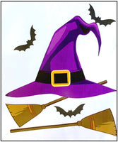 Halloween Greeting Card - Witch Hat & Broom