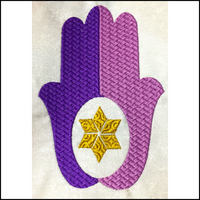 Embossed Hamsa with Center Star of David Machine Embroidery