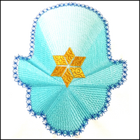 Large Ruffled Hamsa With Star of David Machine Embroidery