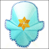 Large Ruffled Hamsa With Star of David Machine Embroidery