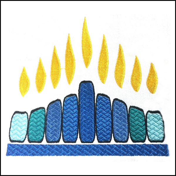 Rock Menorah Machine Embroidery (Multicolor)