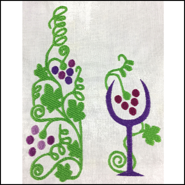 Shabbat Wine and Goblet Machine Embroidery