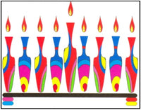 Hanukkah Greeting Card - Colorful Vase Menorah