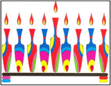 Hanukkah Greeting Card - Colorful Vase Menorah