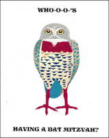 Bat Mitzvah Greeting Card - Whooo's Having A Bat Mitzvah?