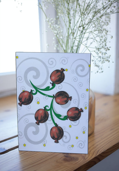 Jewish New Years Greeting Card - Hanging Pomegranate