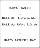 Father's Day Greeting Card - Dad's Rules