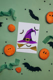 Halloween Greeting Card - Witch Hat & Broom