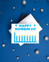 Hanukkah Greeting Card - Blue Menorah