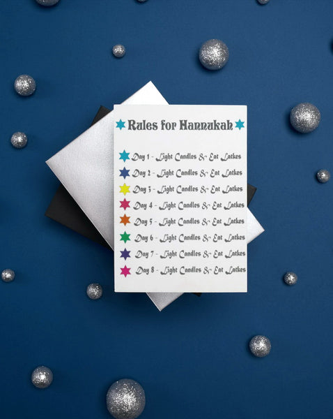 Hanukkah Greeting Card - Rules For Hanukkah