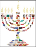 Hanukkah Greeting Card - Mosaic Menorah