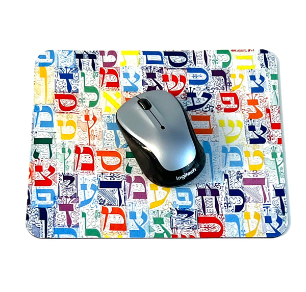 Mouse Pad - Aleph Bet (White)