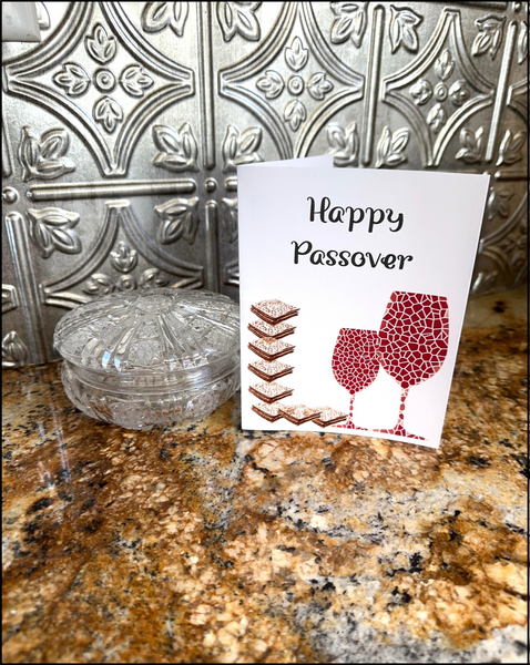 Passover Greeting Card - Goblets & Matzoh